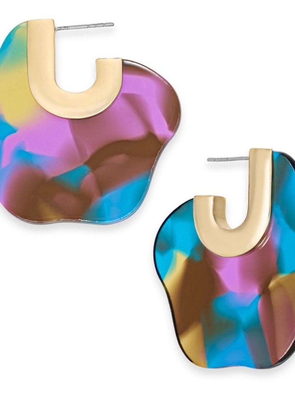 Acetate Abstract Shape Hoop Earrings